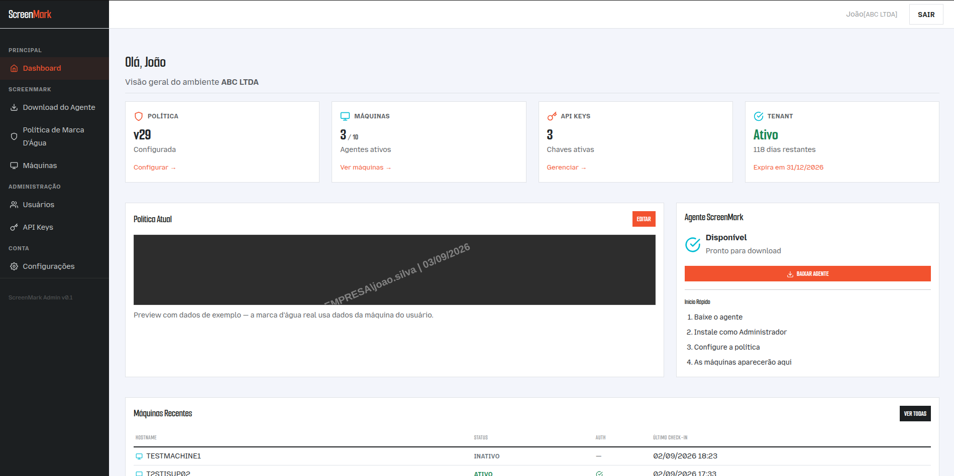Dashboard Principal